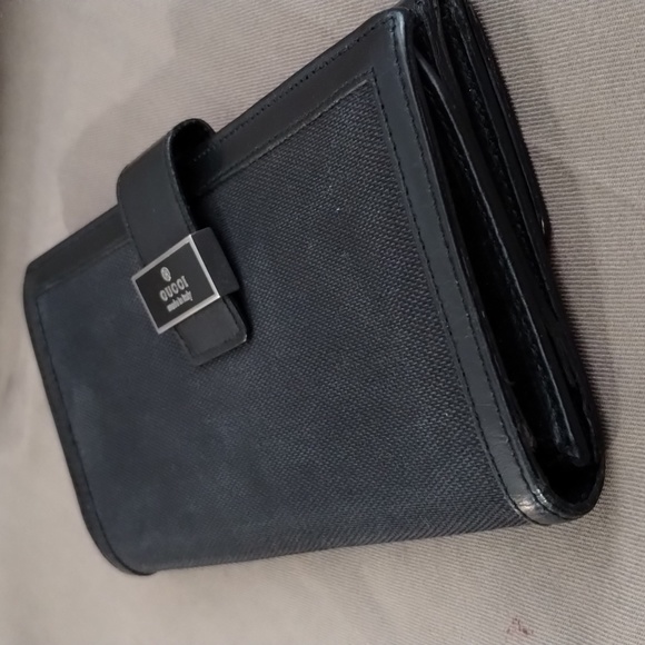 GUCCI BLACK CANVAS & LEATHER LONG SNAP CLOSURE DUAL-OPENING WALLET ~ AUTHENTIC - Picture 4 of 13